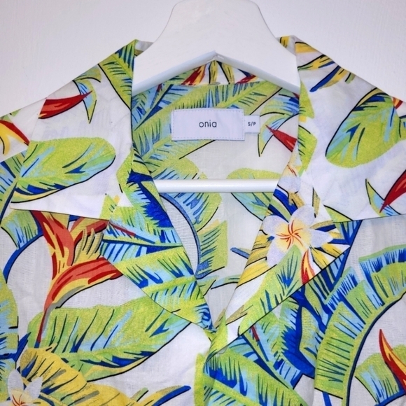 ONIA Lightweight 100% Cotton Hawaiian Floral Print Short Sleeve Shirt Size S - Picture 2 of 12